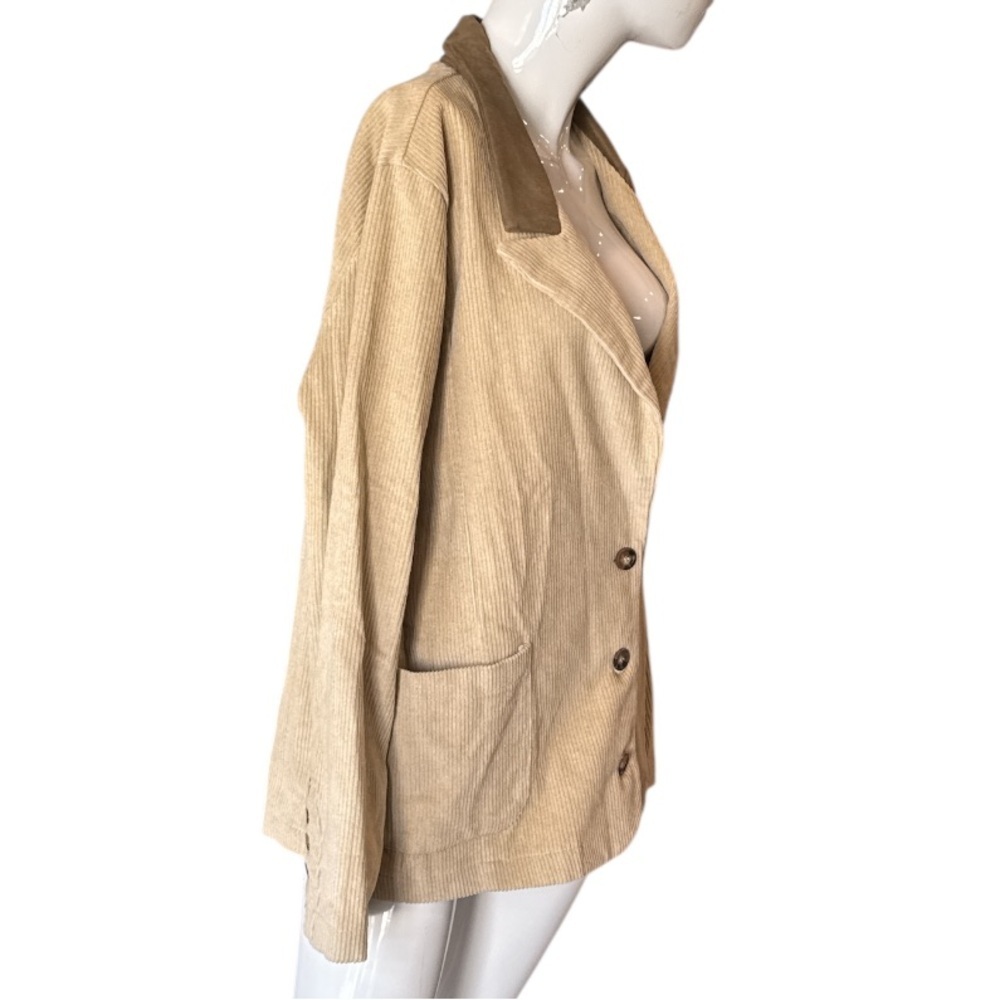 POL Clothing Mocha Beige Corduroy Blazer with Contrasting Brown Collar Size M - Picture 9 of 15